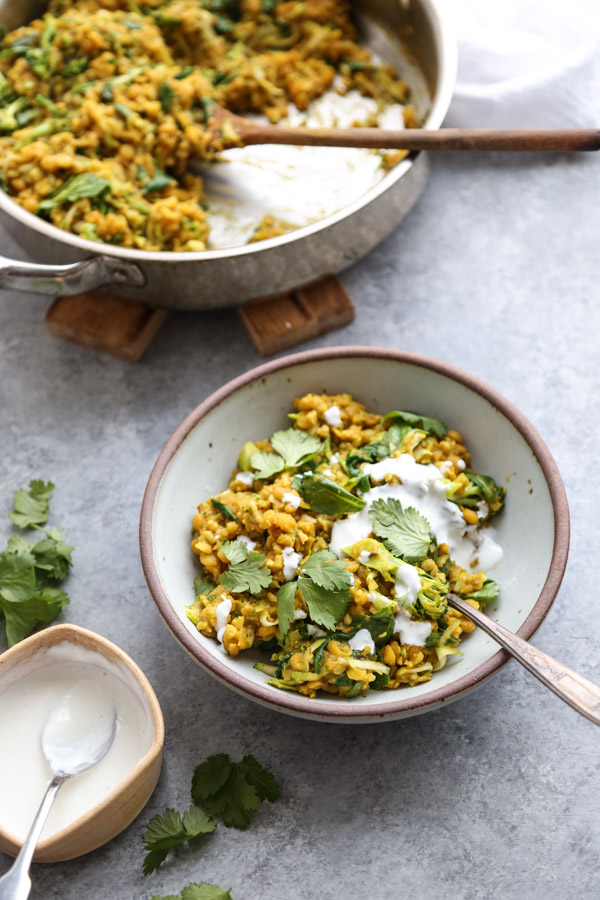 a healing cleansing ayruvedic kitchari recipe in a bowl with vegetables