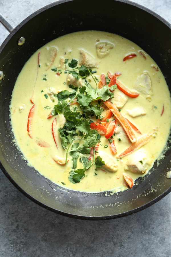 Thai Green Curry Chicken Recipe in a Wok